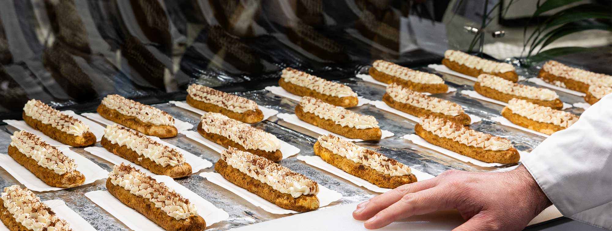 Display case with pastries.