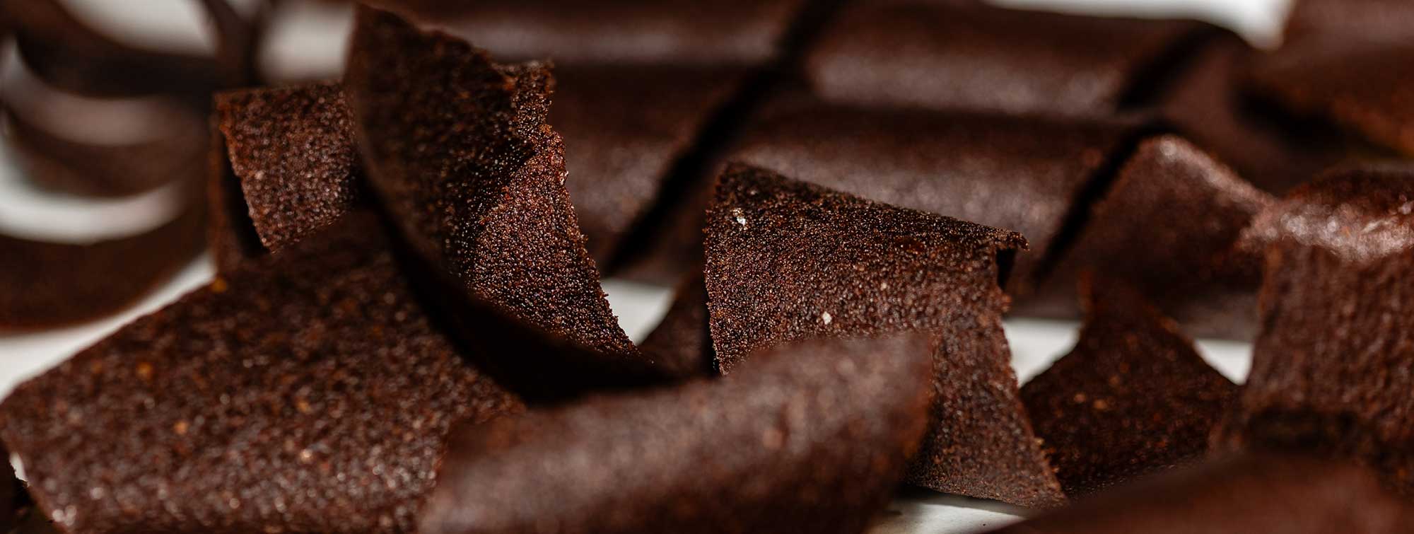 Zoom sur une matière chocolat. 