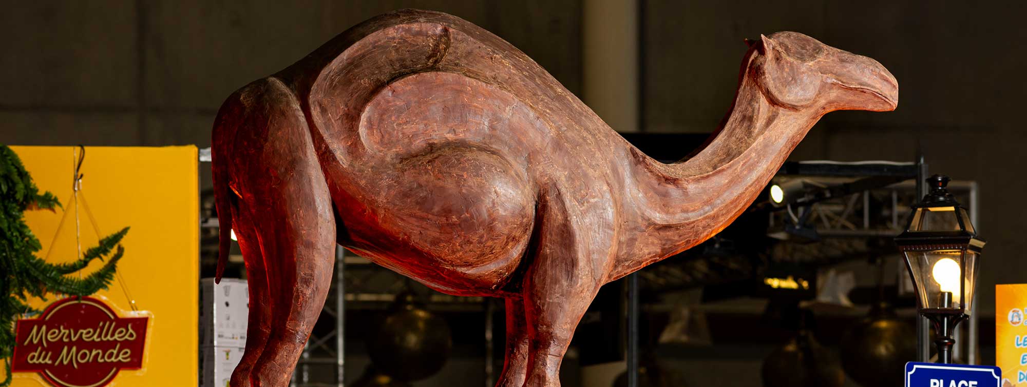 Camel made of chocolate - chocolate sculpture.