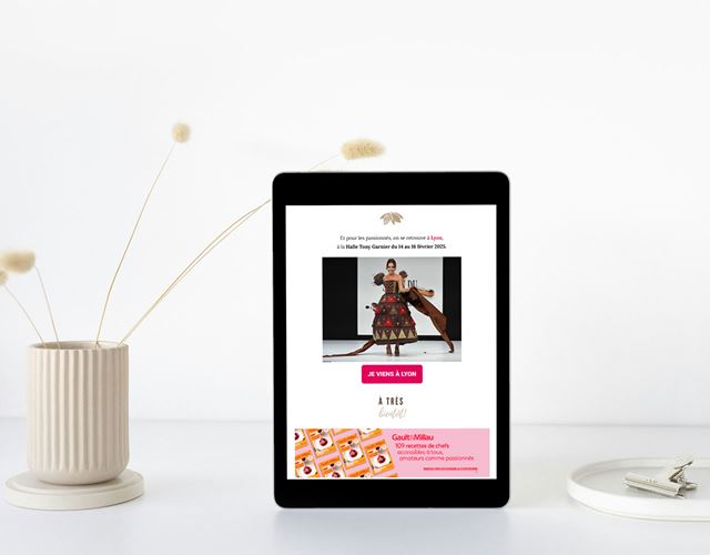 Mise en avant d'un encart de publicité sur une newsletter Salon du Chocolat.