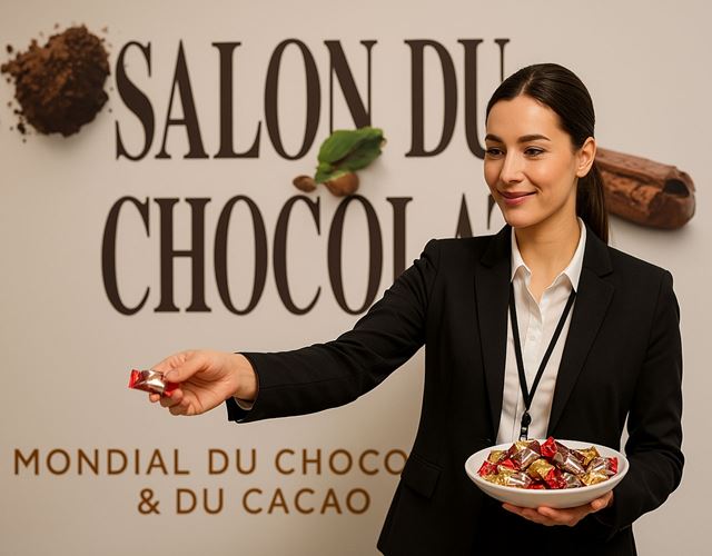 Promotion through sampling at the Salon du Chocolat.