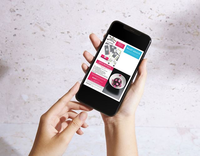 Sur un smartphone, mise en avant sur un e-billet Salon du Chocolat.