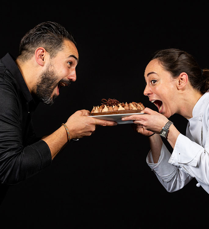 Jeffrey Cagnes et Nina Métayer après leur démonstration live.