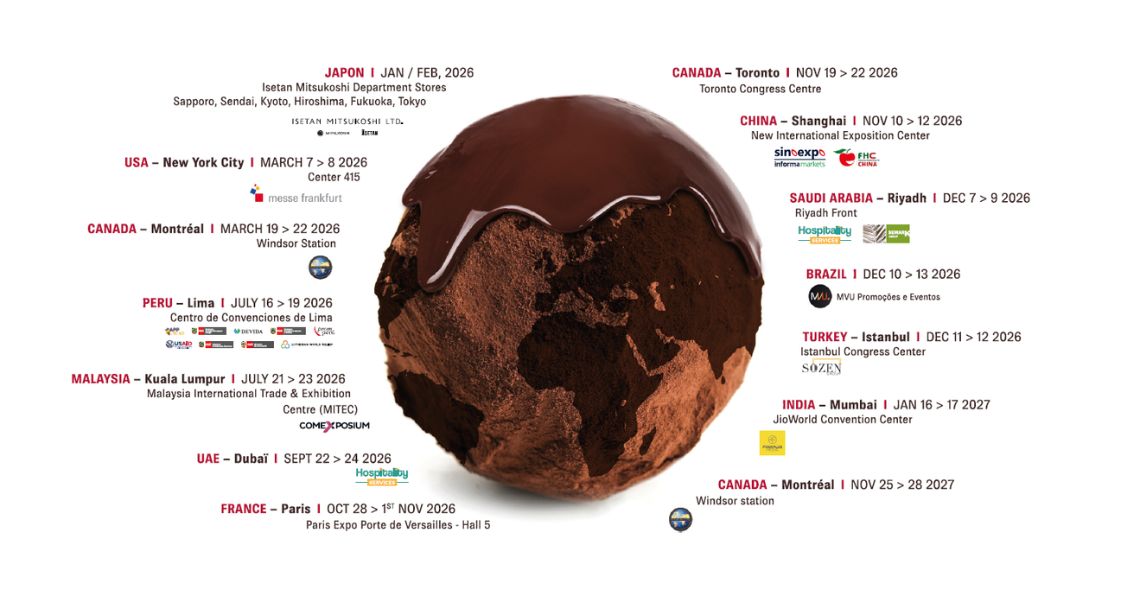 Map monde du Salon du Chocolat et sa présence internationale